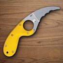 CRTK Bear Claw Fixed Knife 2.38" AUS-8 Steel Blade Yellow GRN Handle