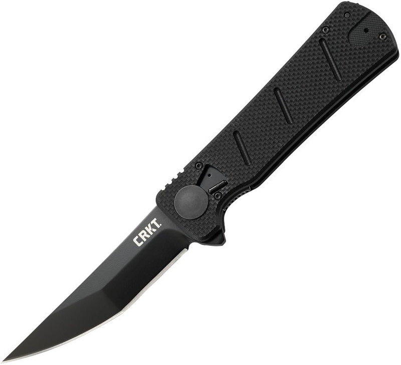 CRKT Goken Linerlock Folding Knife 3.75" Black Powder Coated Stainless Steel Modified Extended Tang Clip Point Blade G10 Handle 2920 -CRKT - Survivor Hand Precision Knives & Outdoor Gear Store