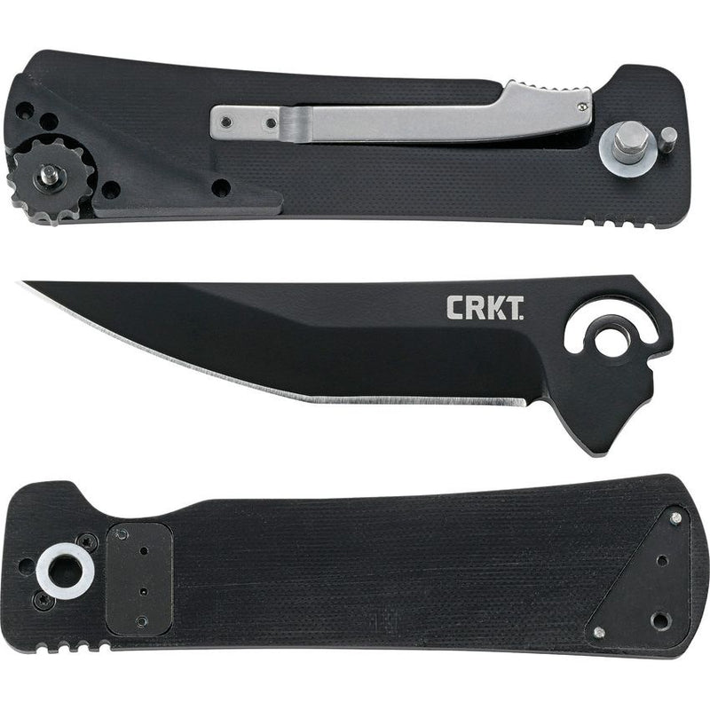 CRKT Goken Linerlock Folding Knife 3.75" Black Powder Coated Stainless Steel Modified Extended Tang Clip Point Blade G10 Handle 2920 -CRKT - Survivor Hand Precision Knives & Outdoor Gear Store