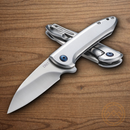 CRKT Delineation Folding Knife 3" 8Cr13MoV Steel Blade Silver Stainless Handle