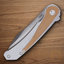 CRKT Padawan Folding Knife 3" 14C28N Sandvik Steel Blade Brown Micarta/Stainless Handle
