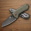 CRKT Overland Folding Knife 3" 8Cr13MoV Steel Blade OD Green/Black G10/2Cr13 Stainless Handle