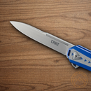 CRKT Stickler Folding Knife 3.38" 12C27 Sandvik Steel Blade Blue/Silver Aluminum Handle