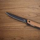 CRKT CEO Folding Knife 3.38" AUS-8 Steel Blade Brown GRN Handle
