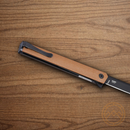 CRKT CEO Folding Knife 3.38" AUS-8 Steel Blade Brown GRN Handle