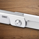 CRKT Box Key Folding Knife 1.25" 12C27 Sandvik Steel Blade Stonewash Stainless Handle