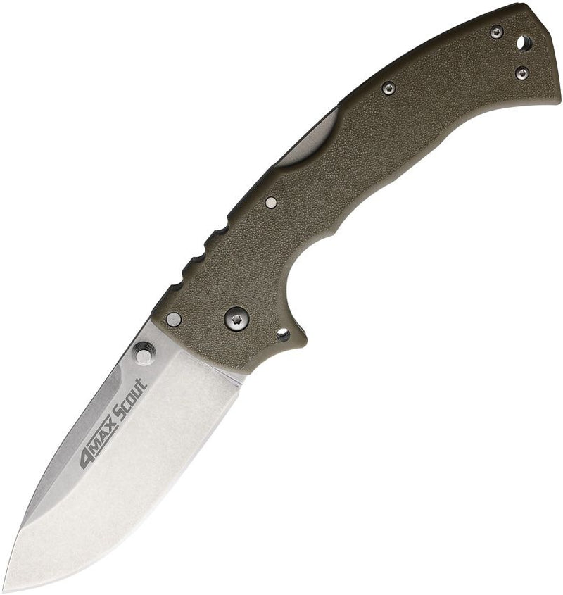 Cold Steel 4-Max Scout Lockback Folding Knife 4" AUS-10A Steel Blade Dark Earth Griv-Ex Handle 62RQDESW -Cold Steel - Survivor Hand Precision Knives & Outdoor Gear Store