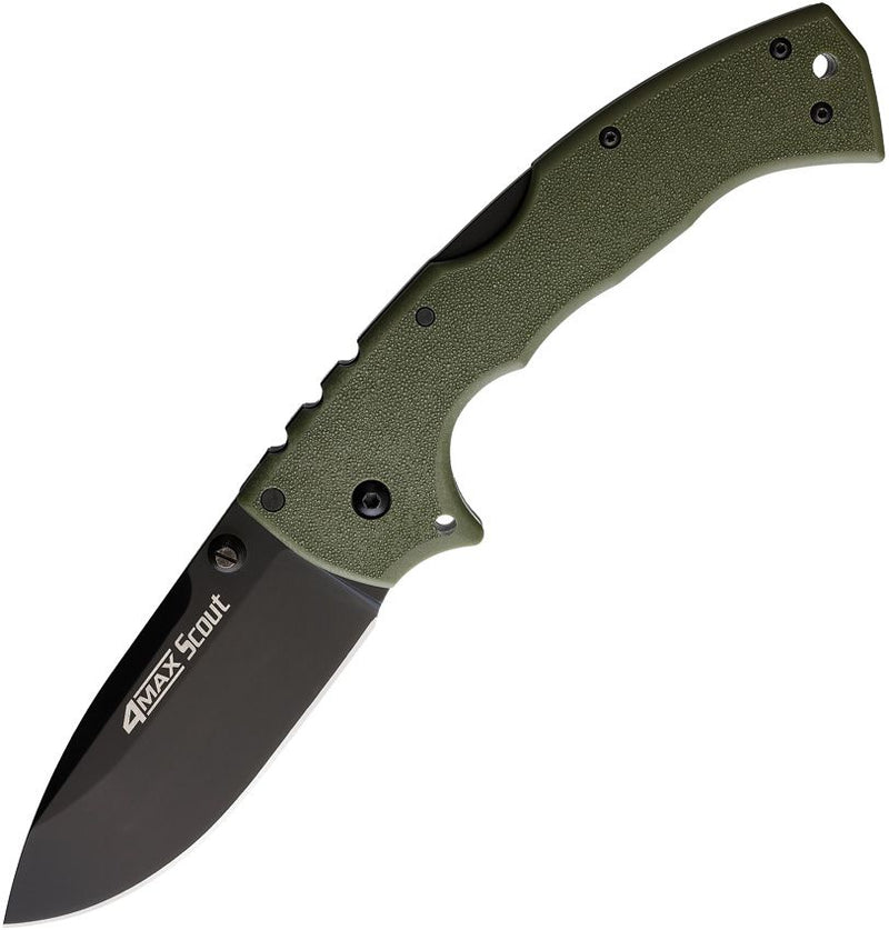 Cold Steel 4-Max Scout Lockback Folding Knife 4" AUS-10A Steel Blade OD Green Griv-Ex Handle 62RQODBK -Cold Steel - Survivor Hand Precision Knives & Outdoor Gear Store