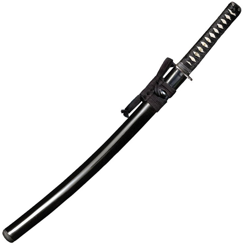 Cold Steel Wakizashi Long Fixed Sword 21" 1060HC Steel Blade White Rayskin / Black Braided Cord Wrapped With Brass Menuki Handle 88BWWK -Cold Steel - Survivor Hand Precision Knives & Outdoor Gear Store