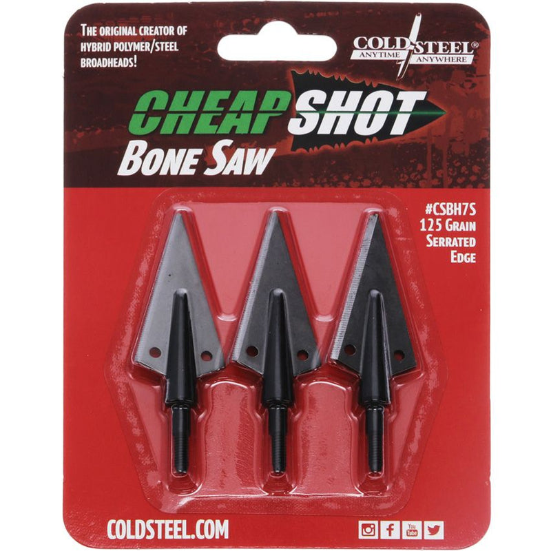 Cold Steel Cheap Shot Bone Saw Broadheads Pack Of Three 125 Grain Serrated Edge CSBH7S -Cold Steel - Survivor Hand Precision Knives & Outdoor Gear Store