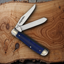 Cold Steel Mini Trapper Pocket Knife 8Cr13MoV Steel Blades Blue Smooth Bone Handle
