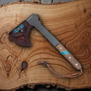 Condor Blue River Tomahawk Axe 5.5" 1075HC Steel Head Walnut/Turquoise Handle
