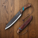 Condor Fixed Machete 10" 1075HC Steel Full Tang Blade Walnut/Turquoise Handle