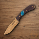 Condor River Wooden Fixed Knife 3.5" Natural Wood Blade Walnut/Turquoise Handle