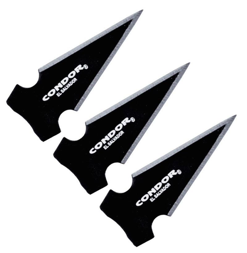 Condor Set Of Three Saighead Arrow Head Black Traction Coated 420HC Steel Construction Tan Ballistic 3942185SS -Condor - Survivor Hand Precision Knives & Outdoor Gear Store