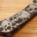 Case XX Kinzua Frame Folding Knife 3.75" CPM-S35VN Steel Spear Point Blade Skull Art Black Aluminum Handle 64645