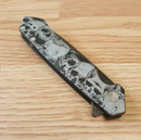 Case XX Kinzua Frame Folding Knife 3.75" CPM-S35VN Steel Spear Point Blade Skull Art Black Aluminum Handle 64645