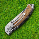 Elk Ridge Folding Knife 3" Mirror Finish 440 Steel Clip Point Blade Maple Handle