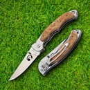 Elk Ridge Folding Knife 3" Mirror Finish 440 Steel Clip Point Blade Maple Handle