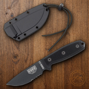 ESEE Model 3 Fixed Knife 3.75" Black Powder Coated Part Serrated 1095HC Steel Blade G10 Handle 3MILSBLK