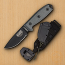 ESEE Model 3 Fixed Knife 3.75" Black Powder Coated Part Serrated 1095HC Steel Blade Micarta Handle 3SBMB