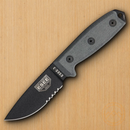ESEE Model 3 Fixed Knife 3.75" Black Powder Coated Part Serrated 1095HC Steel Blade Micarta Handle 3SBMB