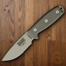 ESEE Model 3 Fixed Knife 3.75" Desert Tan Powder Coated Part Serrated 1095HC Steel Blade Micarta Handle 3SMDT