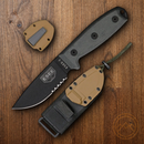 ESEE Model 3 Fixed Knife 3.75" Black Powder Coated Part Serrated 1095HC Steel Blade Micarta Handle 3SMMB