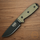 ESEE Model 4 Fixed Knife 4.5" Black Powder Coated 1095HC Steel Blade Green Canvas Micarta Handle 4PB017
