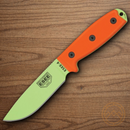 ESEE Model 4 Fixed Knife 4.5" Green Powder Coated 1095HC Steel Blade Orange G10 Handle 4PVG