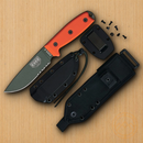 ESEE Model 4 Fixed Knife 4.5" Foliage Green Powder Coated Part Serrated 1095HC Steel Blade Orange G10 Handle 4SMBOD