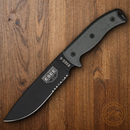 ESEE Model 6 Fixed Knife 5.75" Black Powder Coated Part Serrated 1095HC Steel Blade Linen Micarta Handle 6SOD