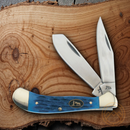 Frost Cutlery Blackhills Pocket Knife Stainless Blades Blue Pick Bone Handle