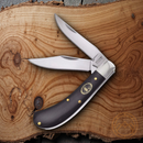 Frost Cutlery Saddle Pocket Knife Stainless Steel Blades Buffalo Horn Handle