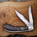 Frost Cutlery Saddle Pocket Knife Stainless Steel Blades Buffalo Horn Handle