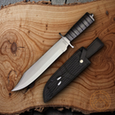 Fox-N-Hound Fixed Knife 11" Stainless Steel Bowie Blade Black Pakkawood Handle