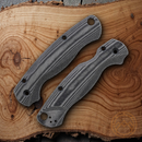 Flytanium Black Linen Micarta Lotus Handle Scales For Spyderco Paramilitary 2