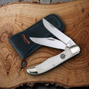 Frost Cutlery Ocoee River Pocket Knife Stainless Steel Blades White Bone Handle