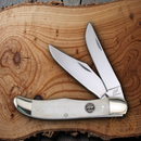 Frost Cutlery Ocoee River Pocket Knife Stainless Steel Blades White Bone Handle