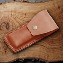 Fox Brown Leather Sheath For Folding Knives Of Up To 5" Closed Snap Closure