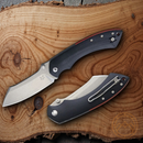 Fox Max Rom Pelican Liner Folding Knife 3.5" N690 Steel Blade Black G10 Handle