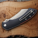 Fox Max Rom Pelican Liner Folding Knife 3.5" N690 Steel Blade Black G10 Handle