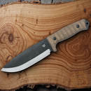 Fox Bushman Fixed Knife 6.25" D2 Tool Steel Blade Natural Canvas Micarta Handle