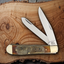 Frost Cutlery Trapper Pocket Knife Mirror Finish Stainless Steel Blades Ram's Horn Handle