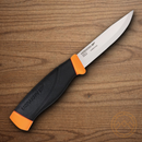 MORA Companion fixed knife 4" Carbon Steel Blade Black/Orange Rubberized Handle