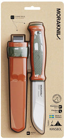 Mora Kansbol Fixed Knife 4.25" Stainless Steel Blade Orange/Green Polymer Handle