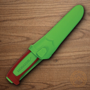 Mora Basic 511 Fixed Knife 3.5" Carbon Steel Blade Green/Red Polypropylene Handle