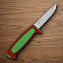 Mora Basic 511 Fixed Knife 3.5" Carbon Steel Blade Green/Red Polypropylene Handle