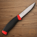 Mora Clipper Fixed Knife 4" Carbon Steel Blade Black/Red Rubberized Handle