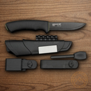 Mora Bushcraft Fixed Knife 4 1/8" Carbon Steel Blade Black Rubberized Handle